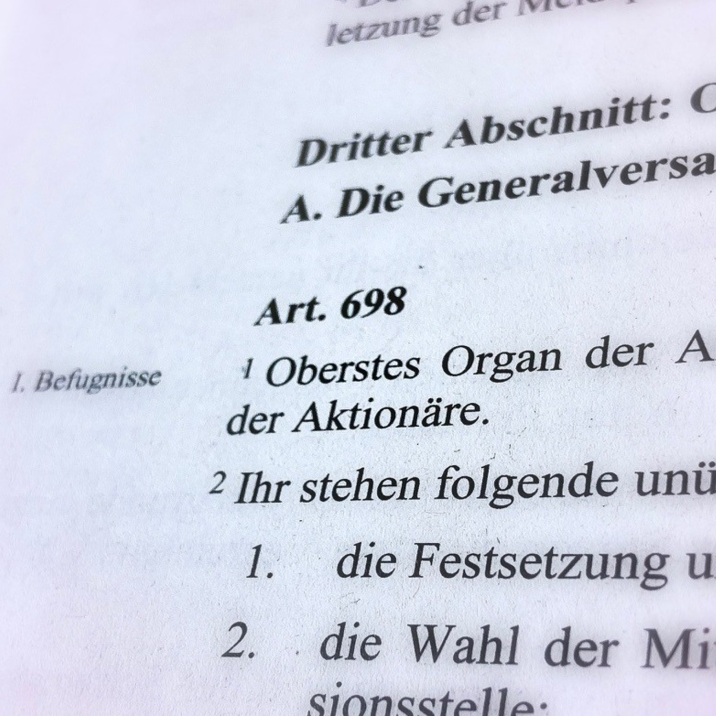 Organe der Gesellschaft: Neues und Klarstellung